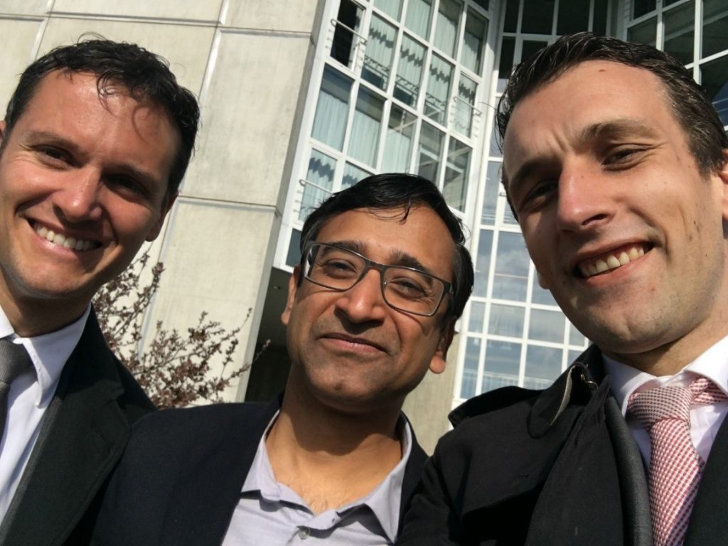 Professor Goyal with Anotnio Mira and Yannick Enry